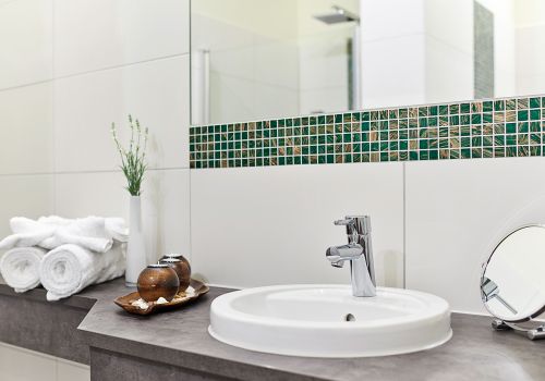 Badezimmer im Comfort Doppelzimmer mit Balkon